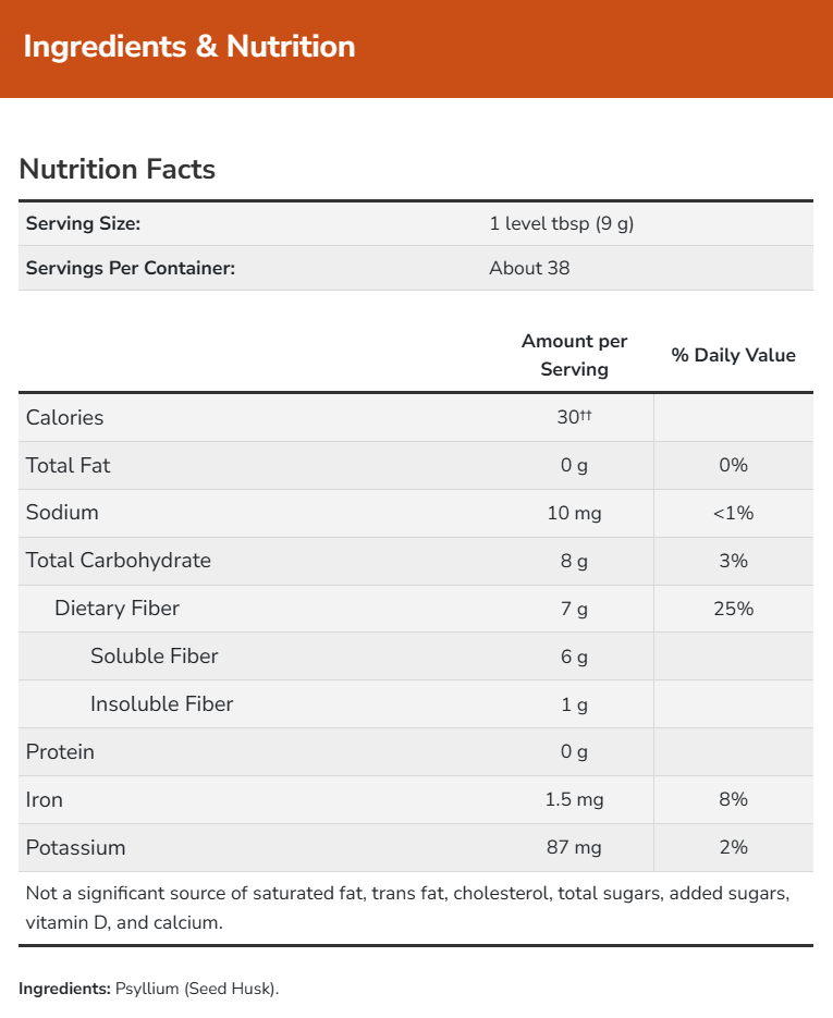 NOW Psyllium Husk Powder Ingredients