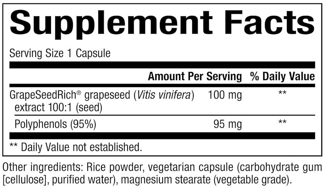 Natural Factors Grape Seed Extract Ingredients