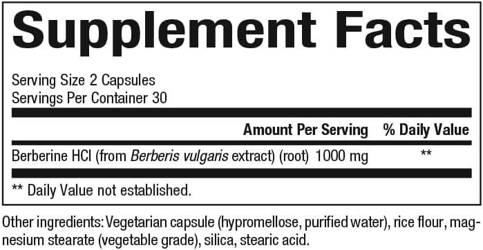 Natural Factors WellBetX Berberine 1000 mg (Formerly 500 mg) Ingredients