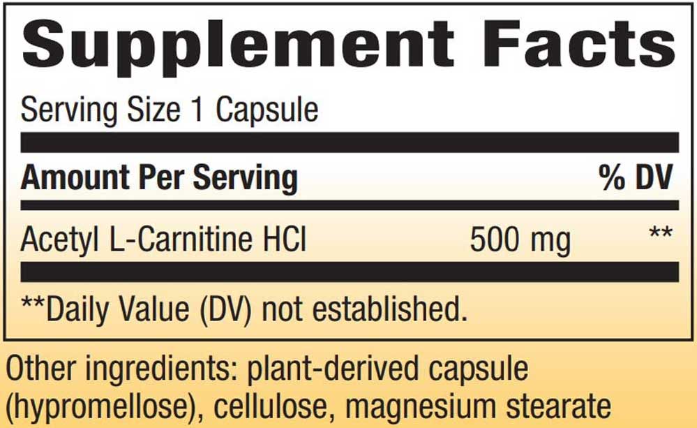 Nature's Way Acetyl L-Carnitine Ingredients