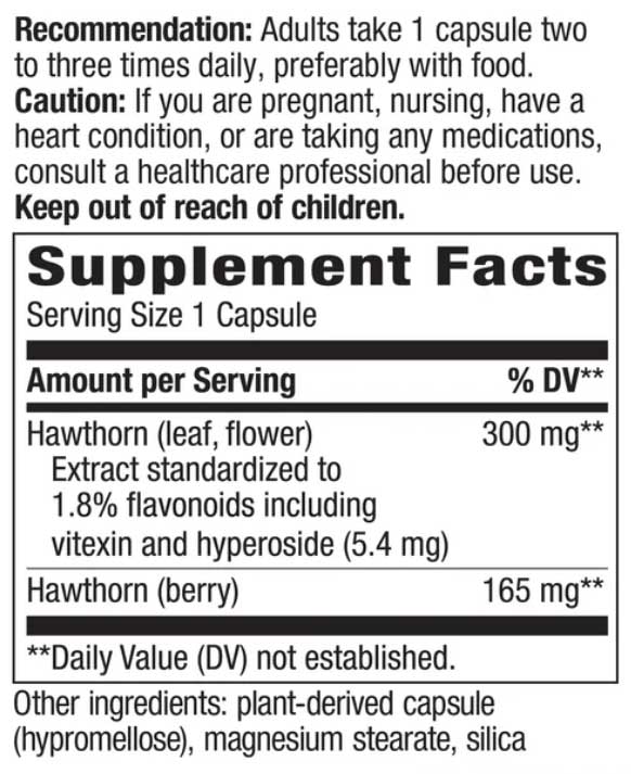Nature's Way Hawthorn Ingredients