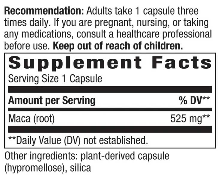 Nature's Way Maca Root Ingredients