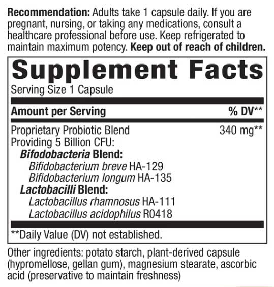 Nature's Way Primadophilus Bifidus Probiotic Ingredients