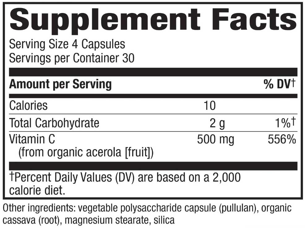 Nature's Way Alive! Vitamin C Ingredients