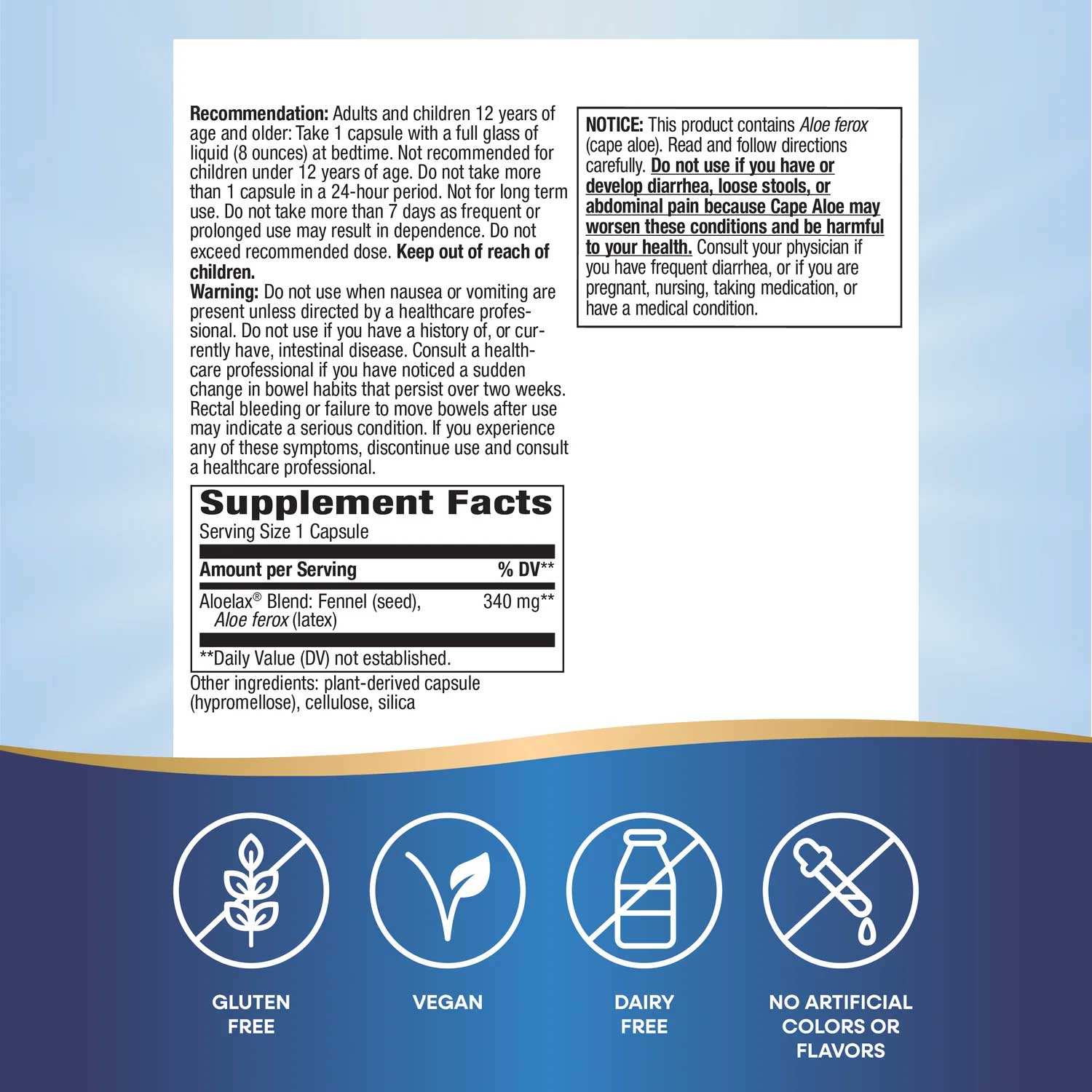 Nature's Way Aloelax with Fennel Seed (Premium Blend) Ingredients