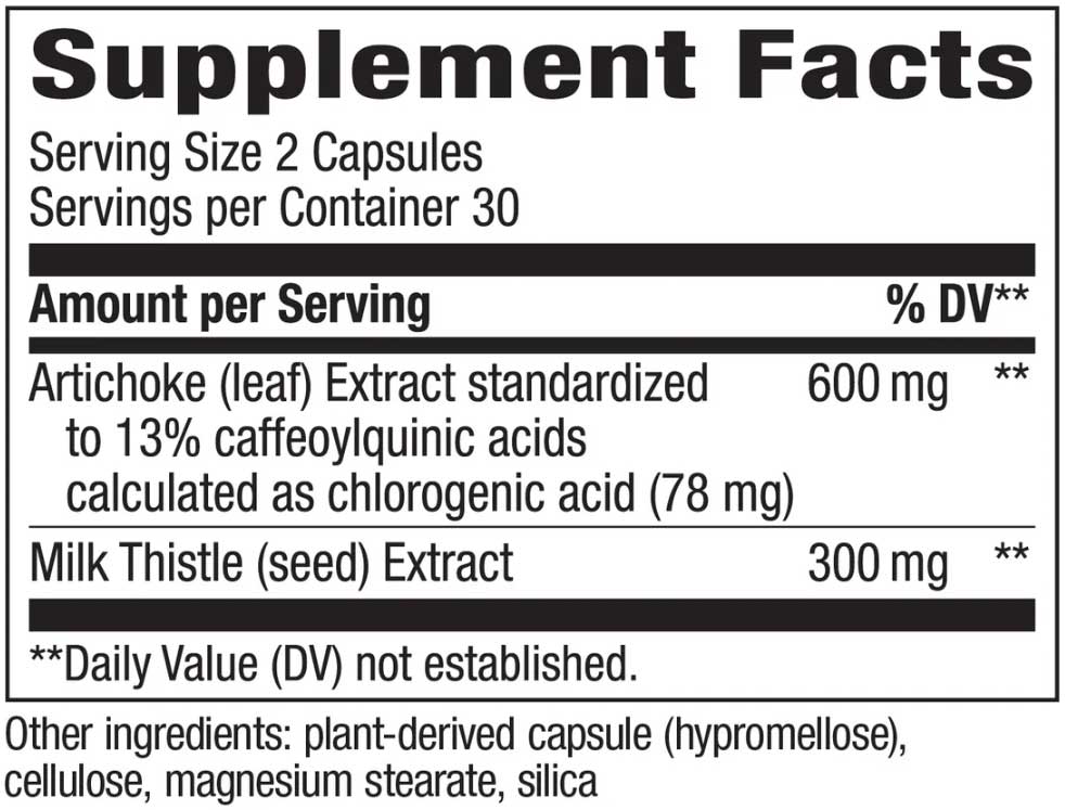 Nature's Way Artichoke Ingredients