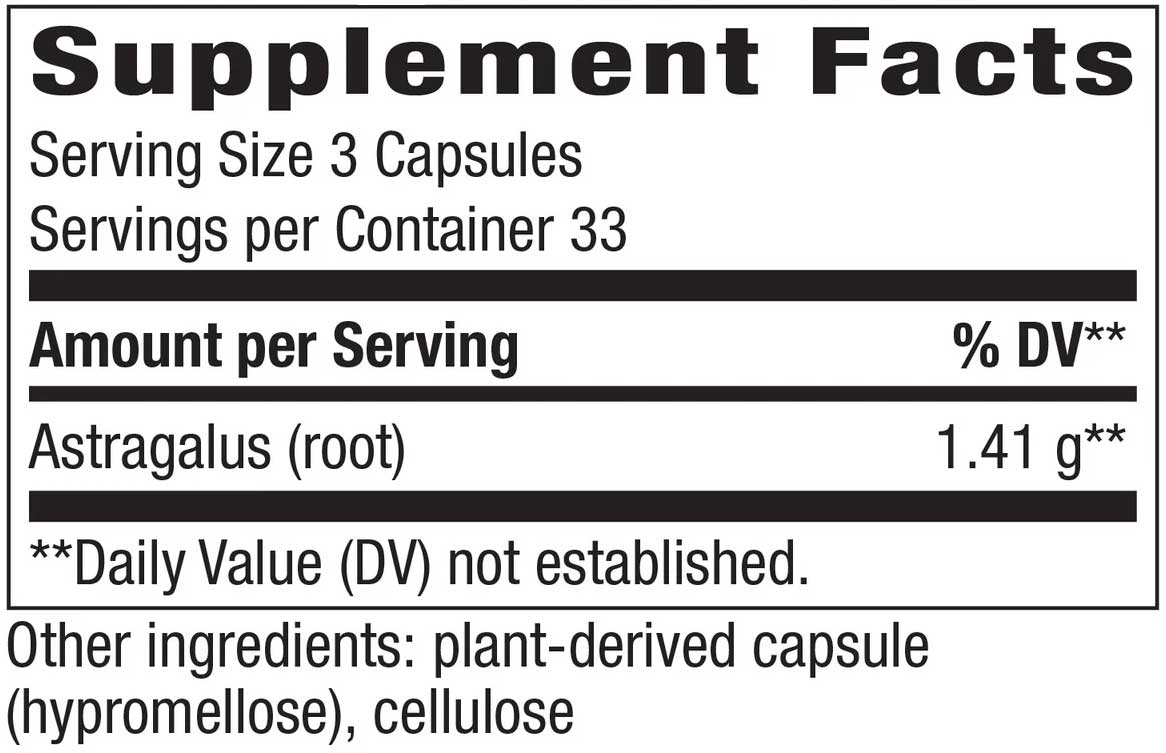 Nature's Way Astragalus Root Ingredients