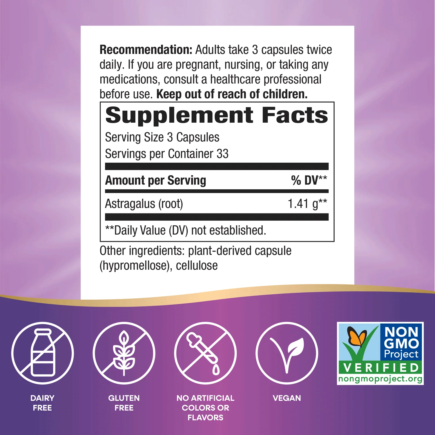 Nature's Way Astragalus Root Ingredients