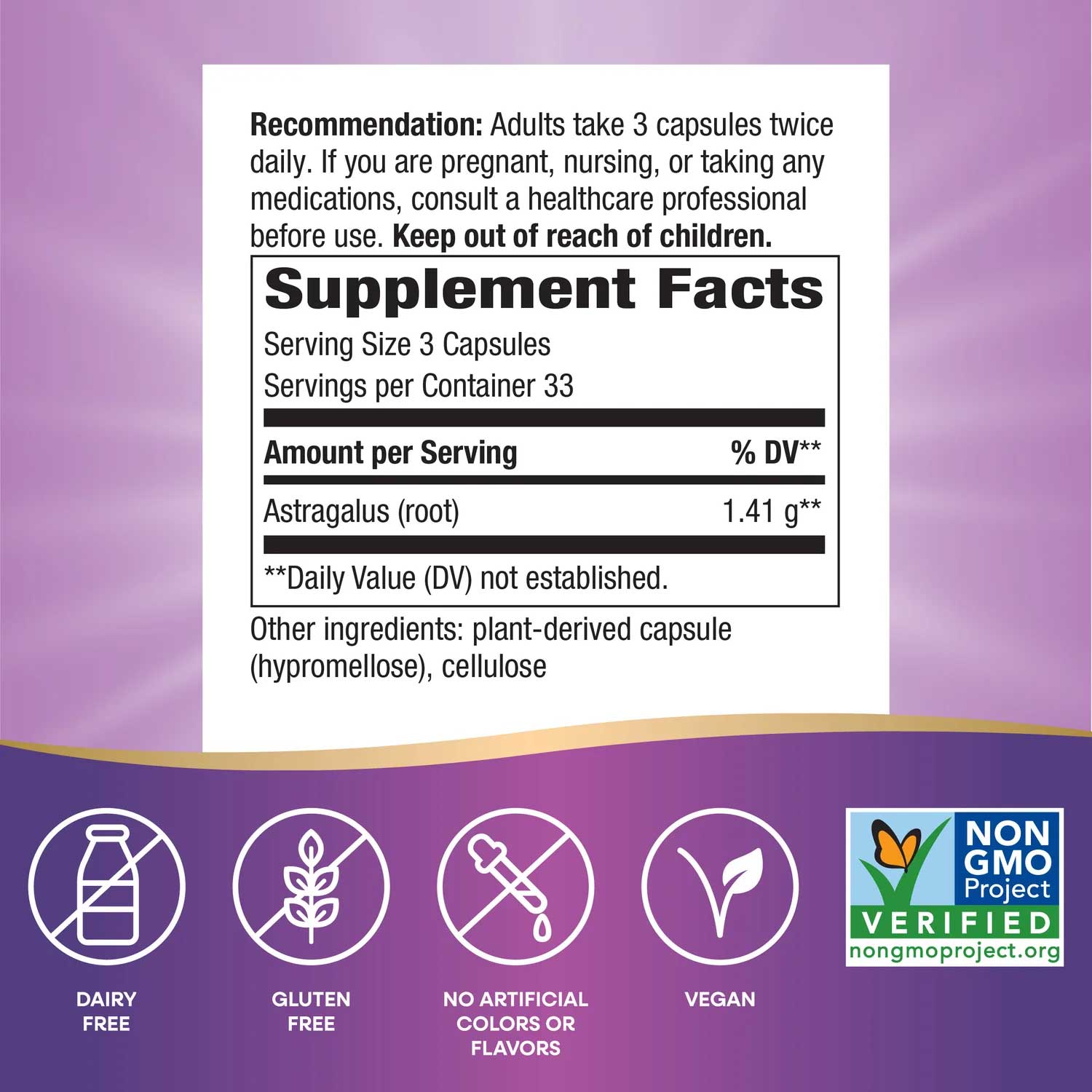 Nature's Way Astragalus Root Ingredients