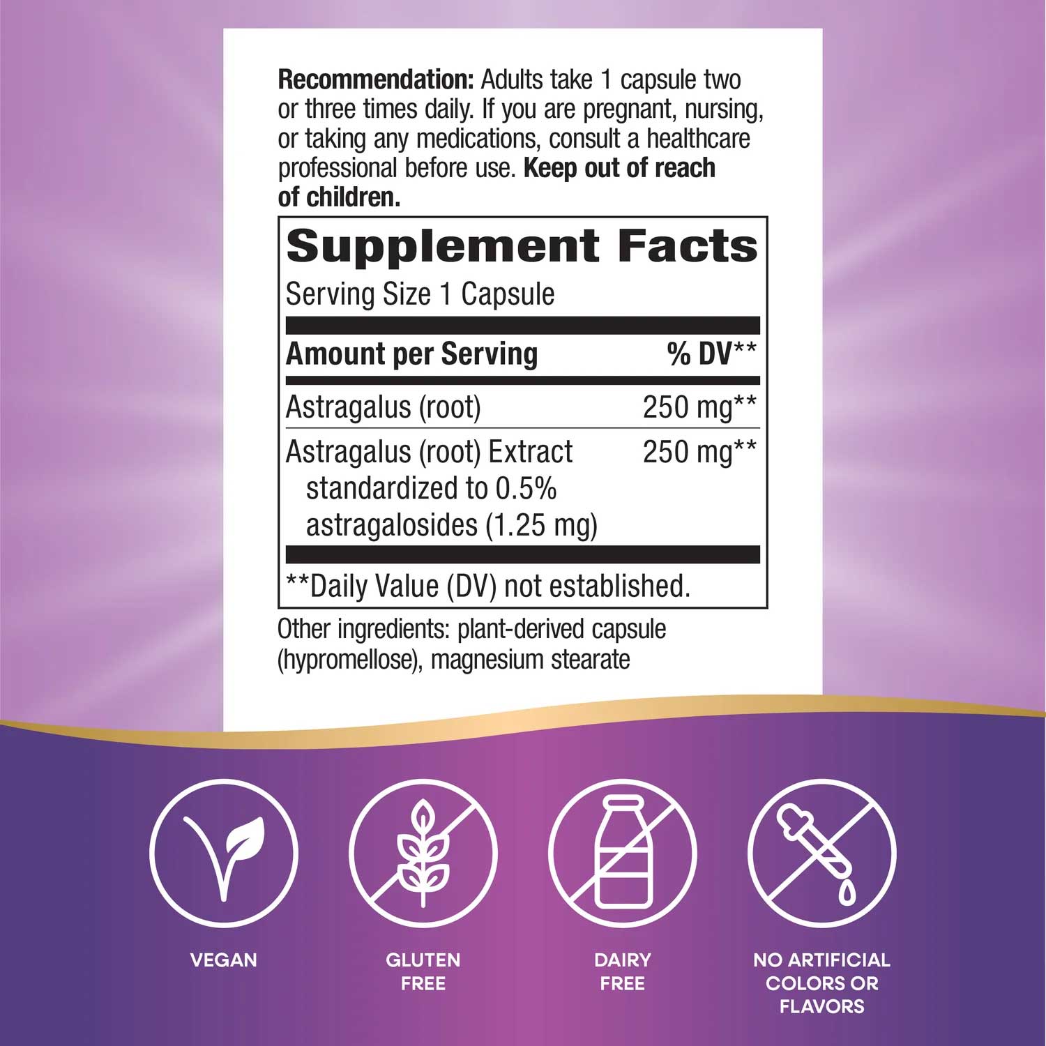 Nature's Way Astragalus Ingredients