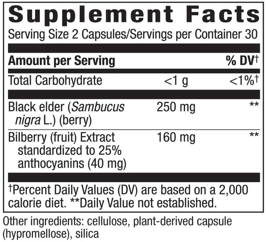 Nature's Way Bilberry Premium Extract Ingredients