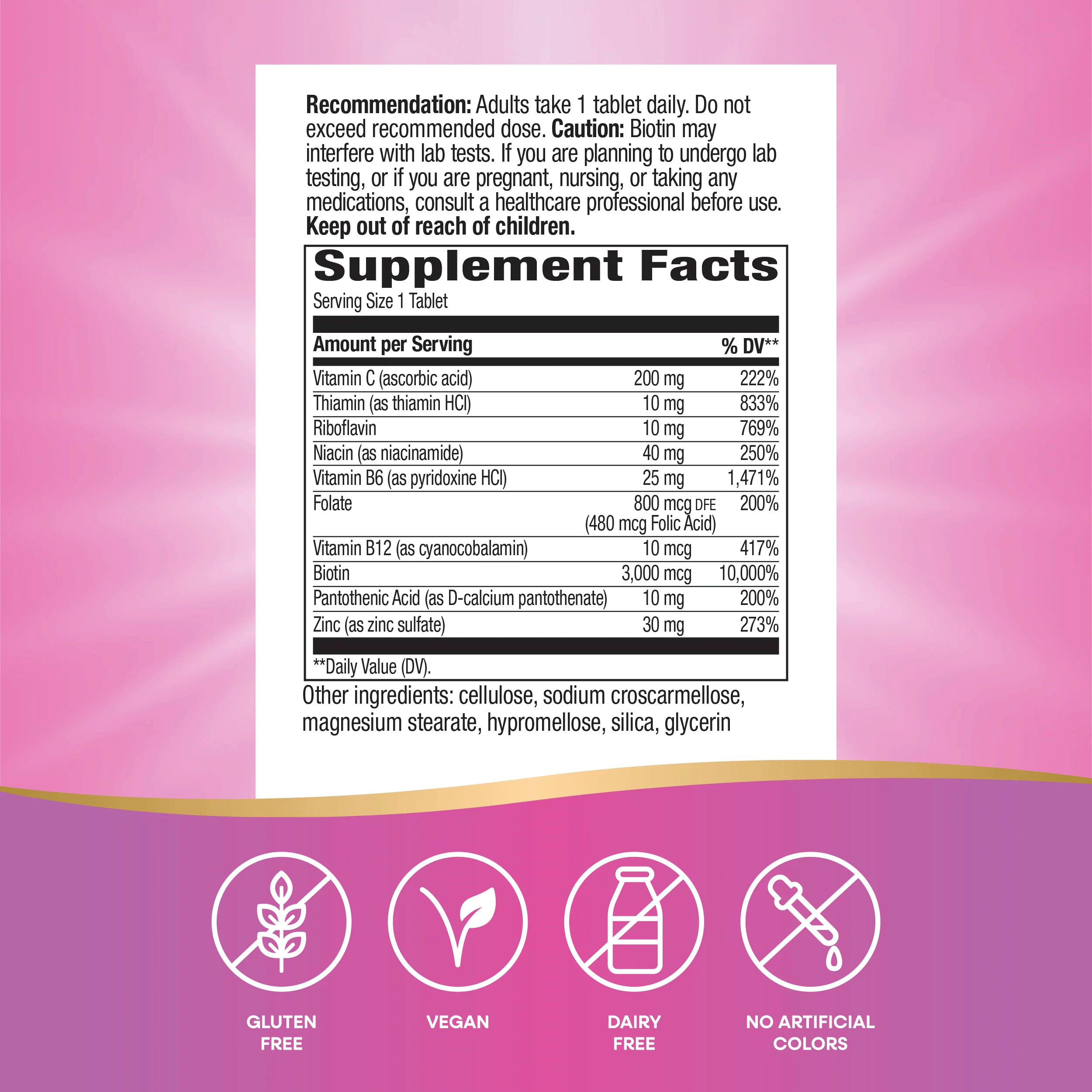 Nature's Way Biotin Forte with Zinc Ingredients