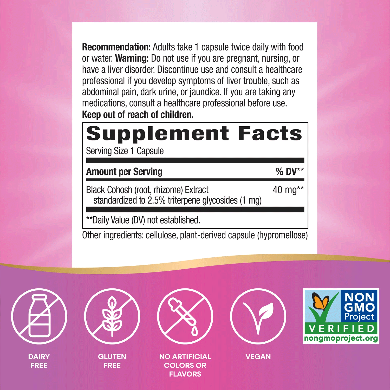 Nature's Way Black Cohosh Premium Extract Ingredients