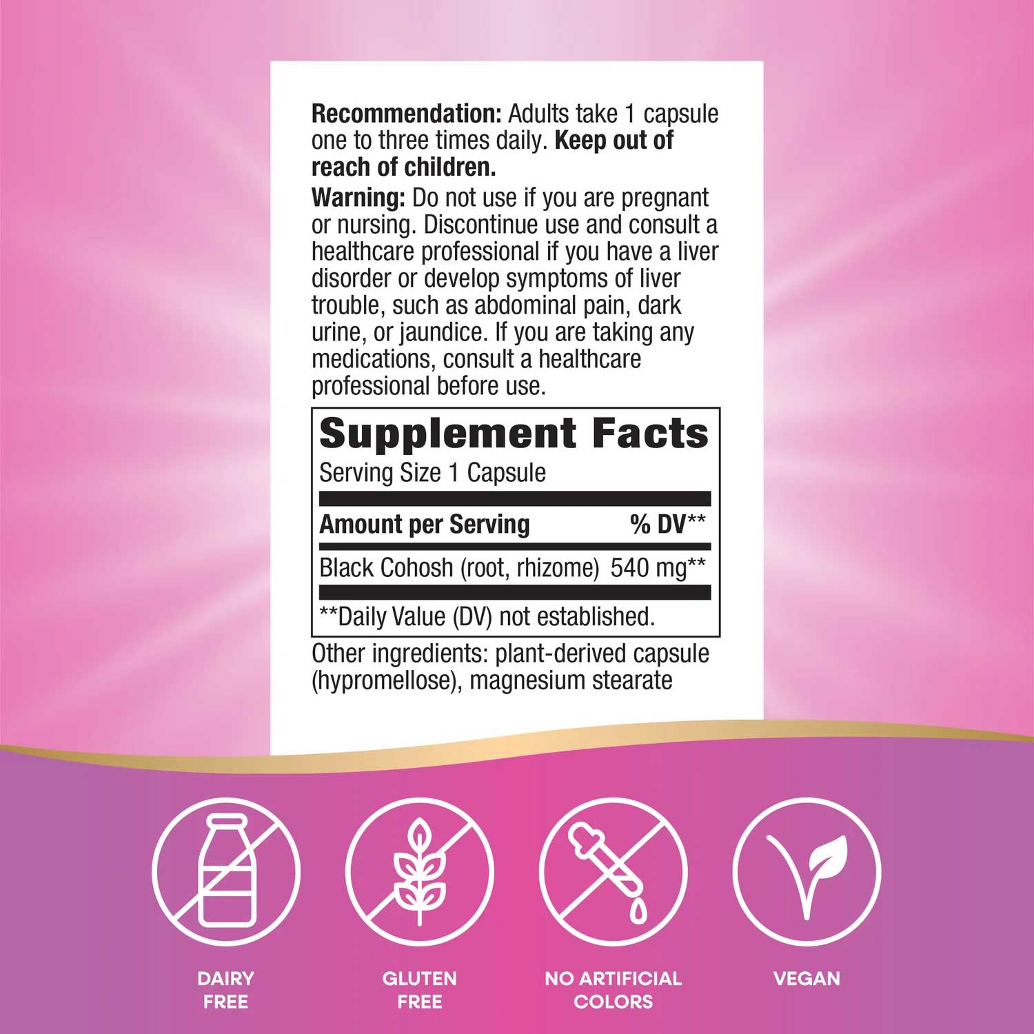 Nature's Way Black Cohosh Root Ingredients