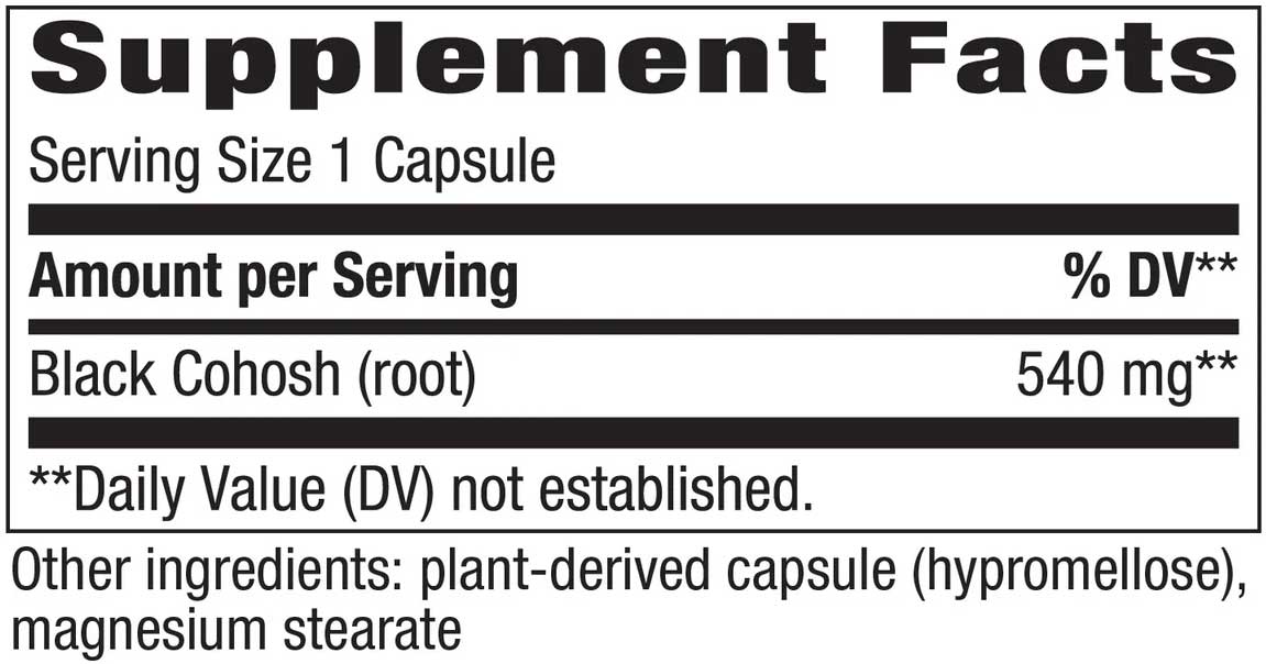 Nature's Way Black Cohosh Root Ingredients