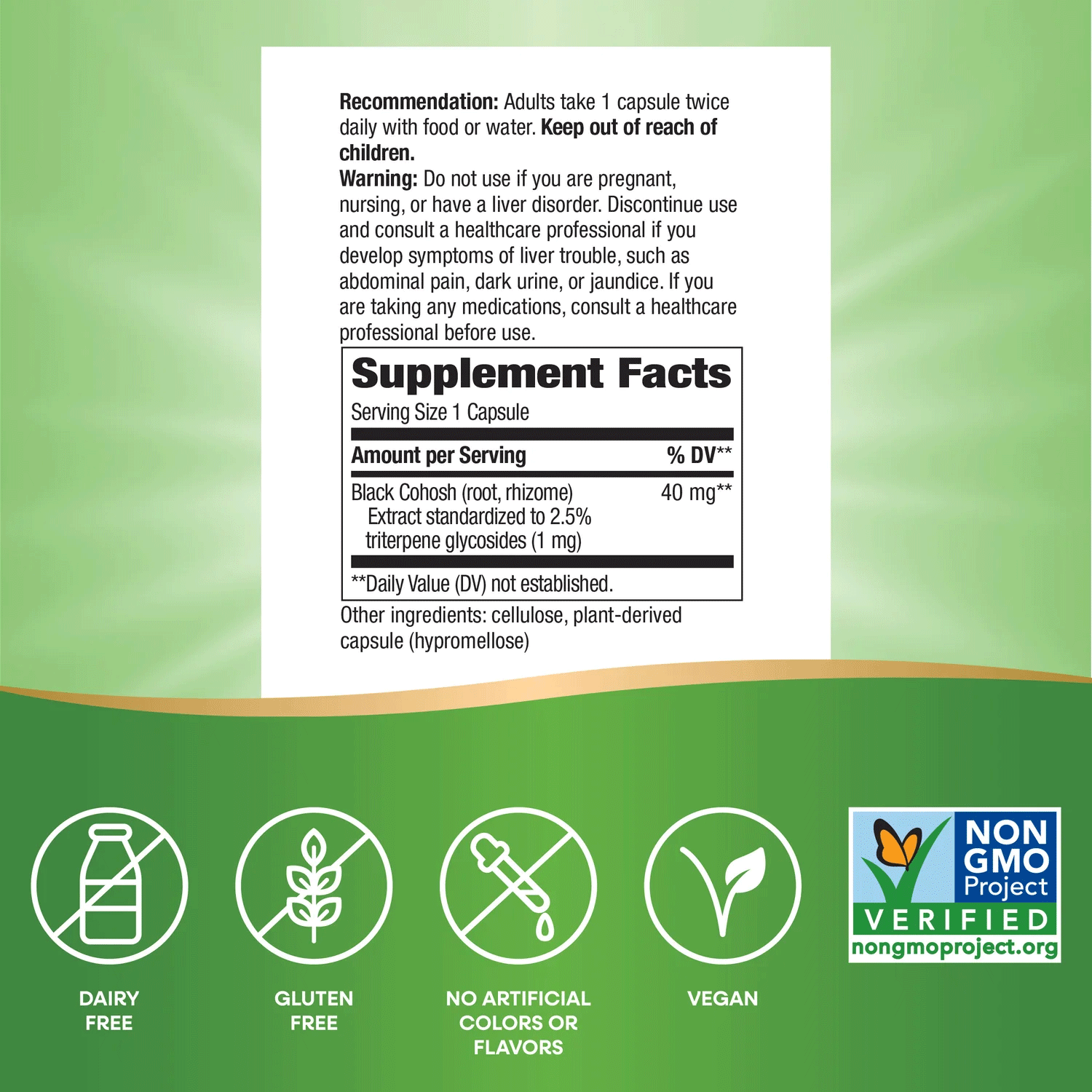 Nature's Way Black Cohosh Standardized Extract Ingredients