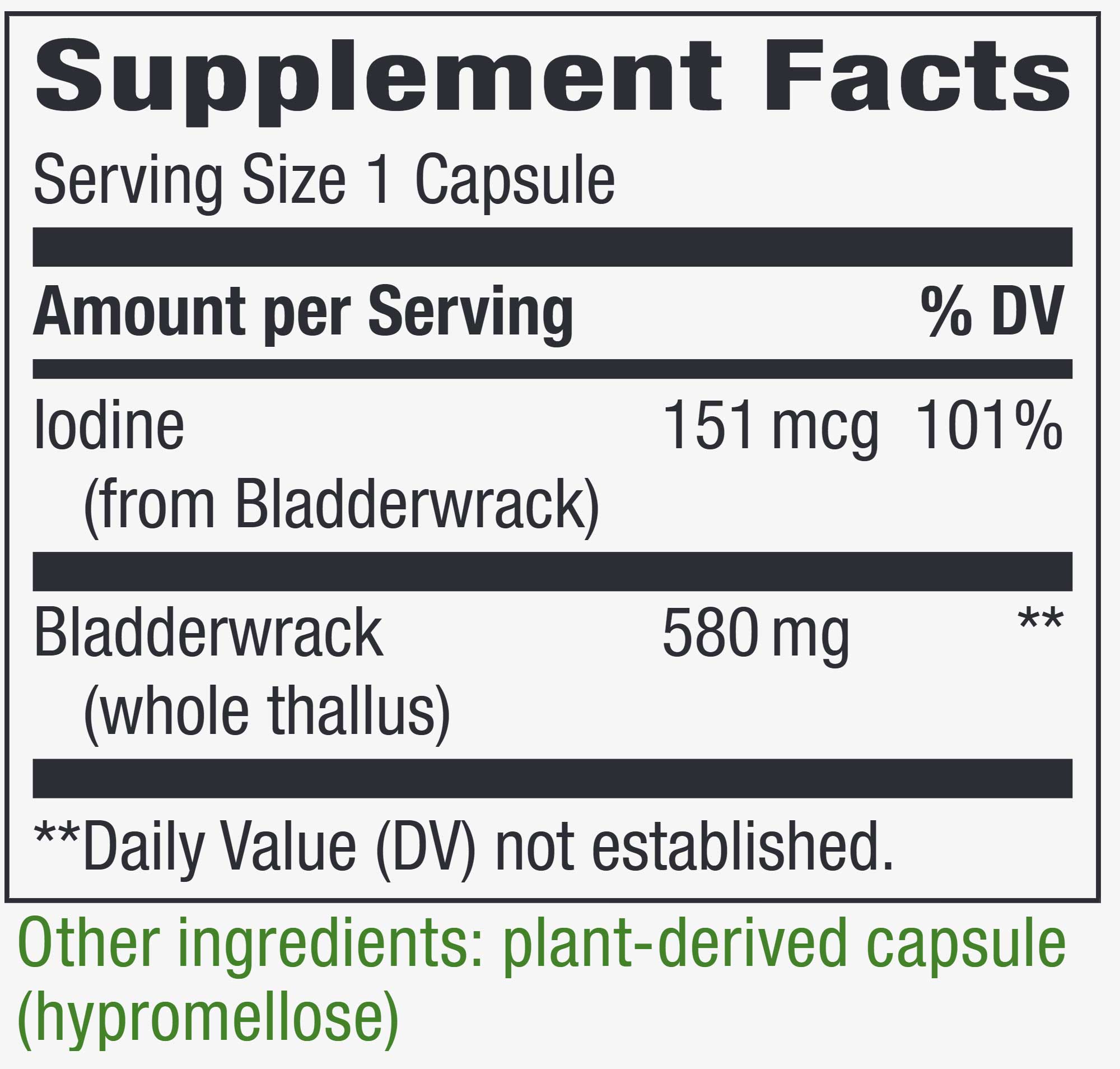Nature's Way Bladderwrack 580 mg Ingredients