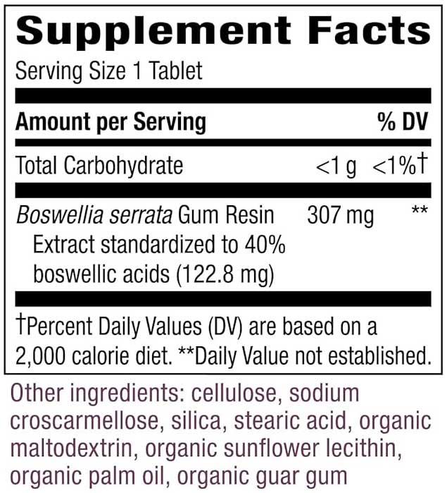 Nature's Way Boswellia Ingredients