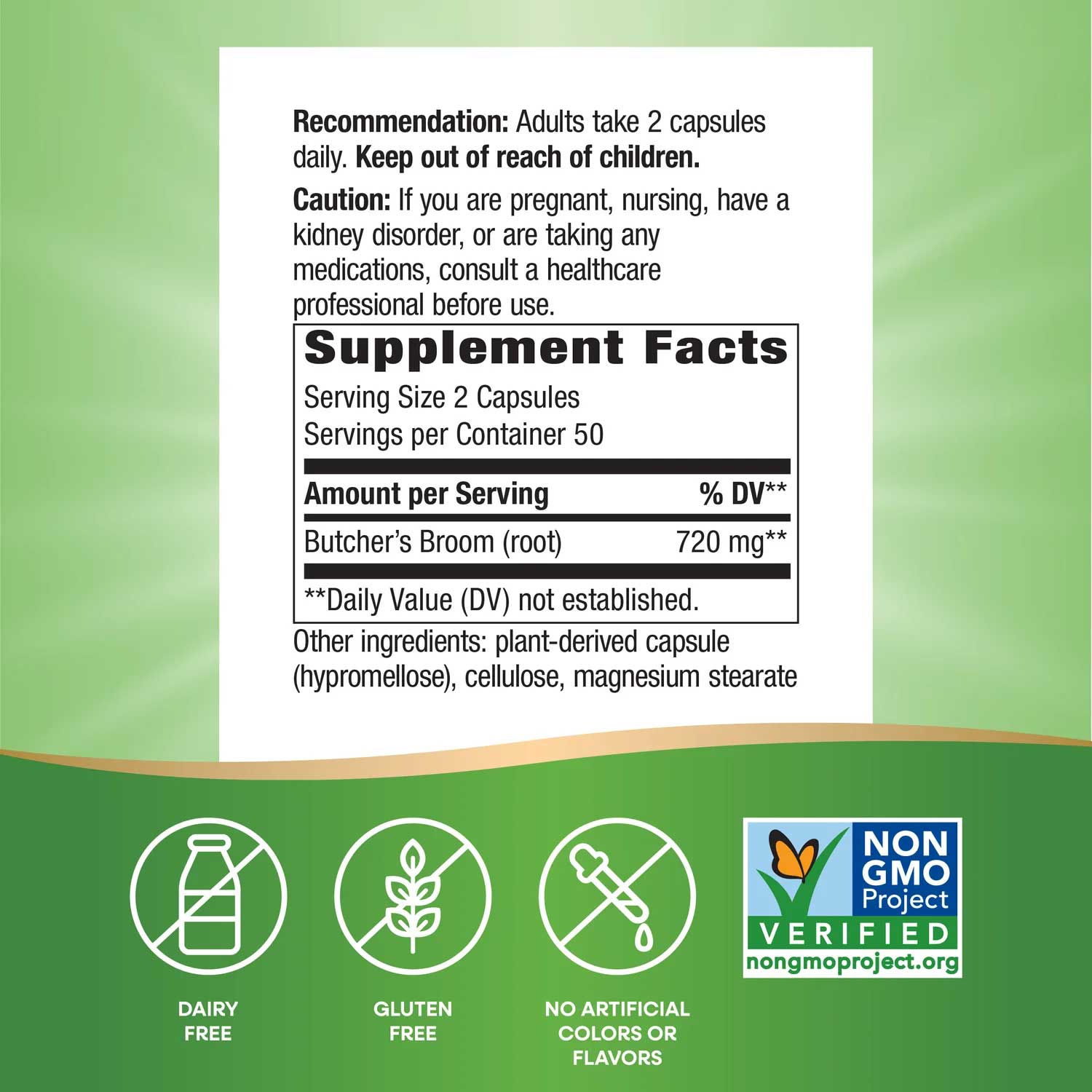 Nature's Way Butcher's Broom Root Ingredients