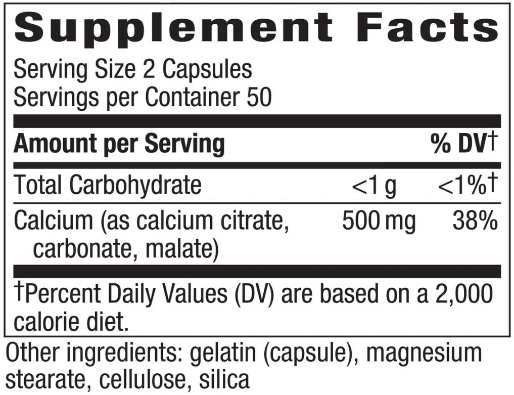 Nature's Way Calcium Citrate Ingredients