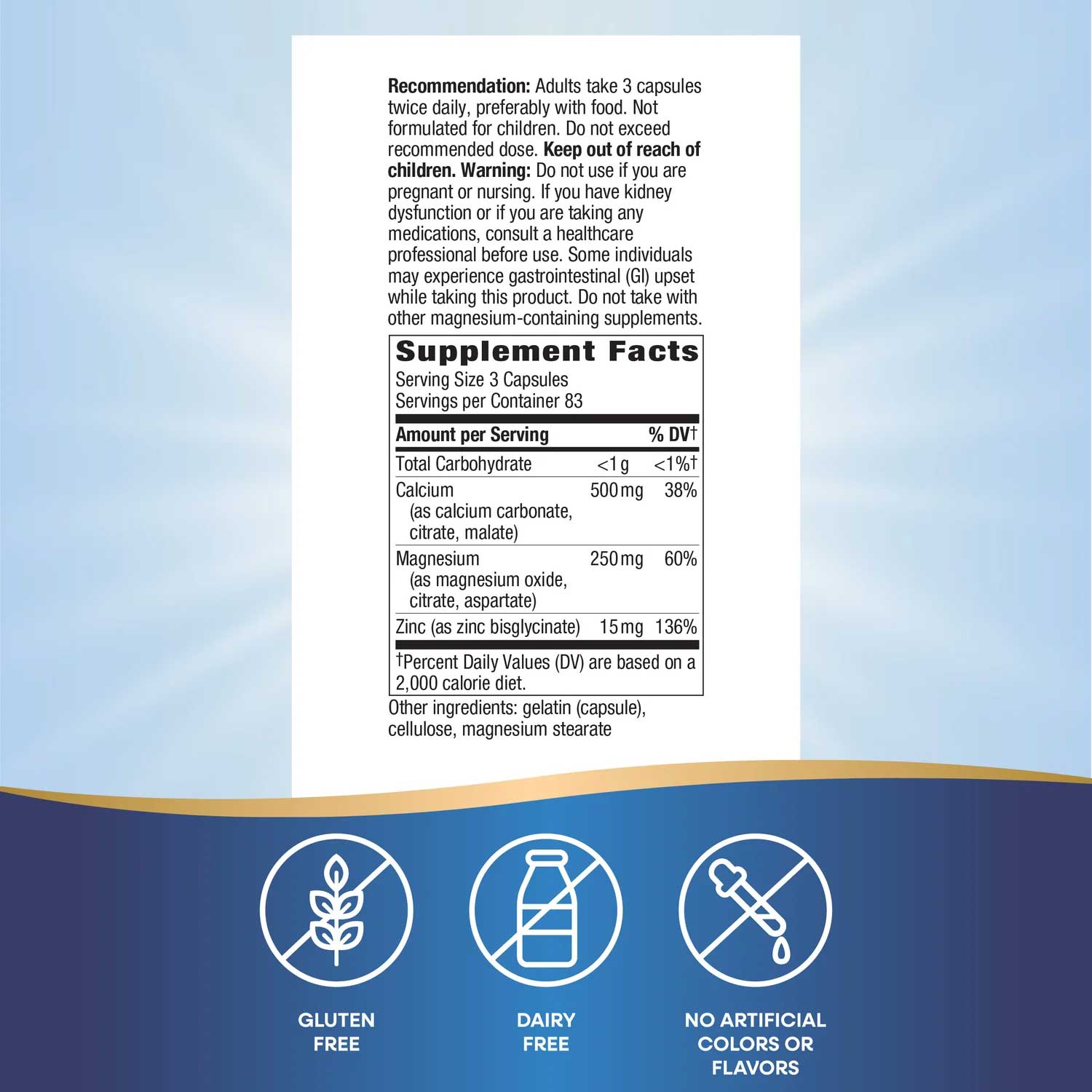 Nature's Way Calcium Mag & Zinc Ingredients