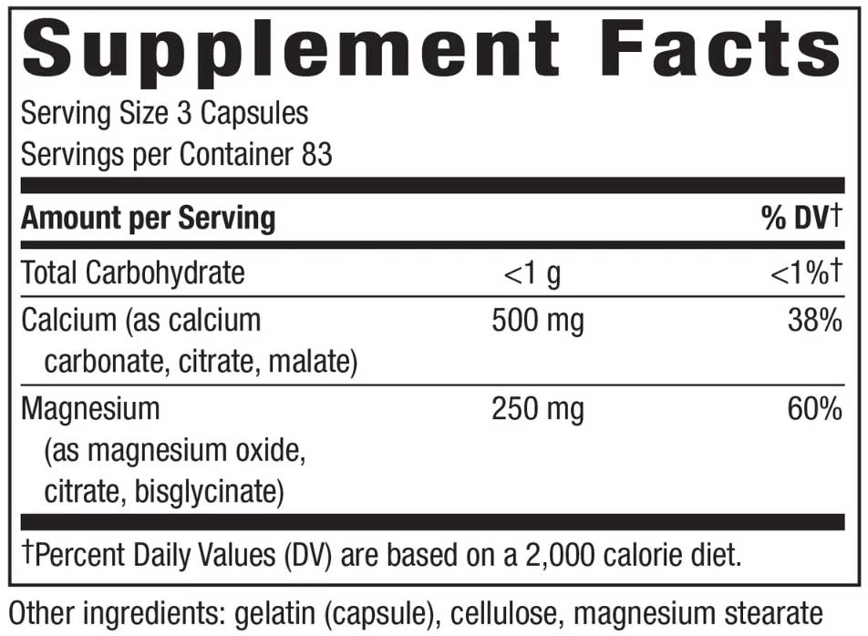 Nature's Way Calcium & Magnesium Ingredients