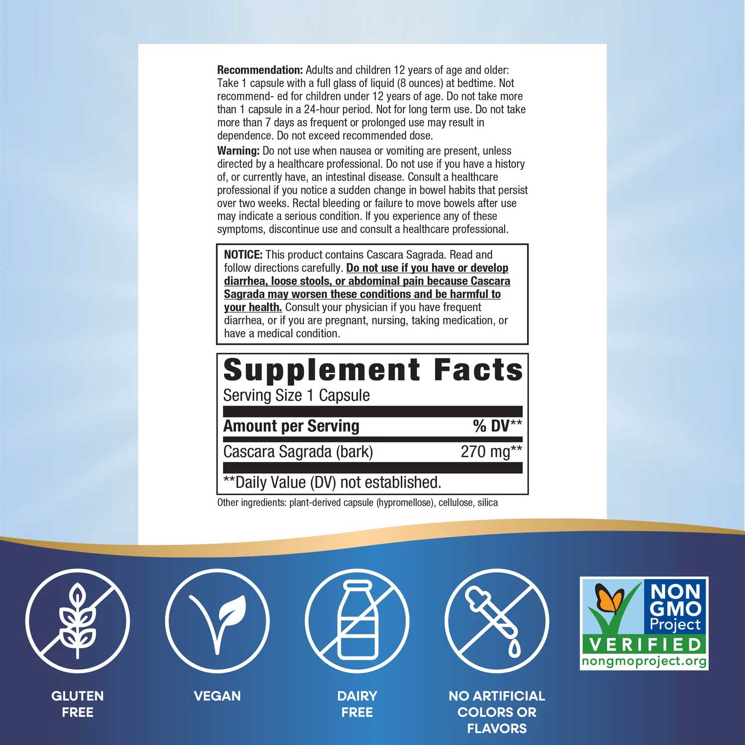 Nature's Way Cascara Sagrada Ingredients