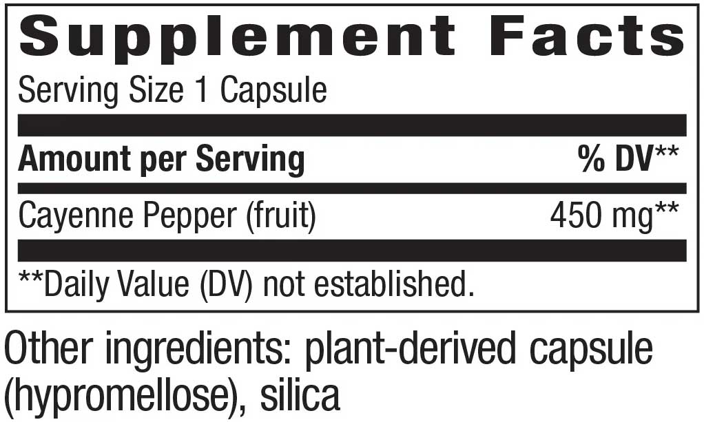 Nature's Way Cayenne Fruit Ingredients