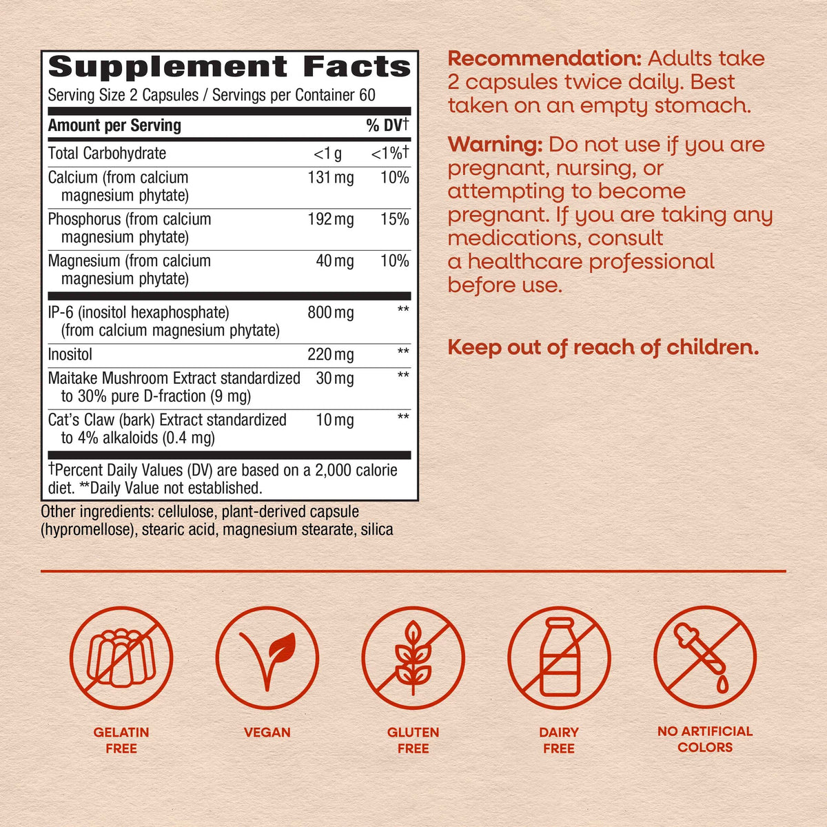 Nature's Way Cell Forté MAX 3 Ingredients