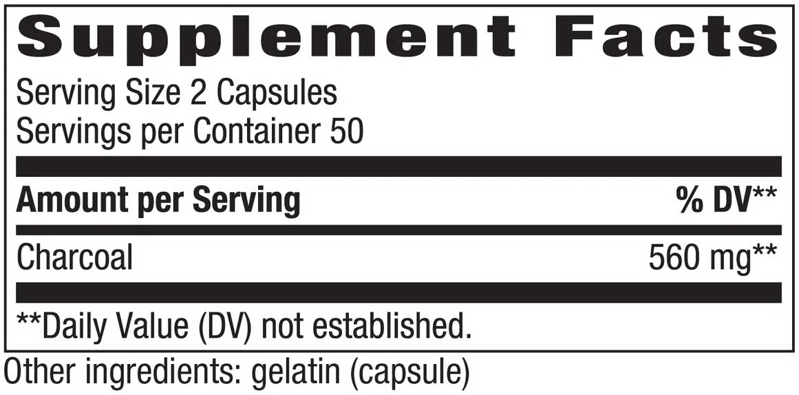 Nature's Way Charcoal Activated Ingredients