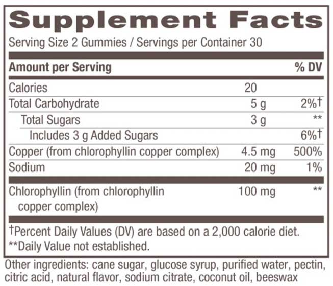 Nature's Way Chlorophyll Gummies Ingredients