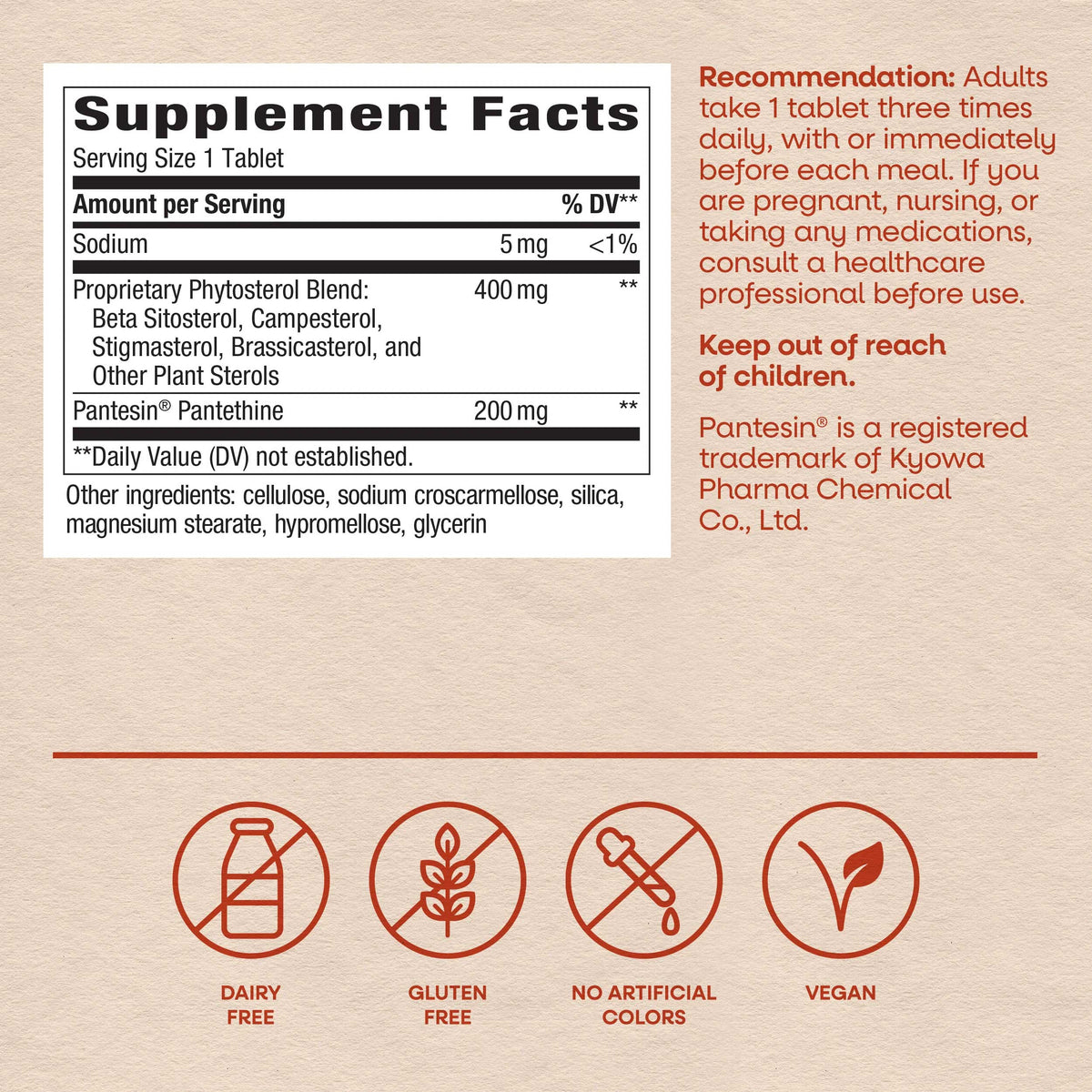 Nature's Way Cholesterol Shield Phytosterol Blend Ingredients