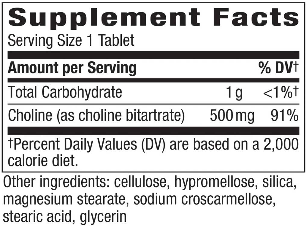 Nature's Way Choline Ingredients