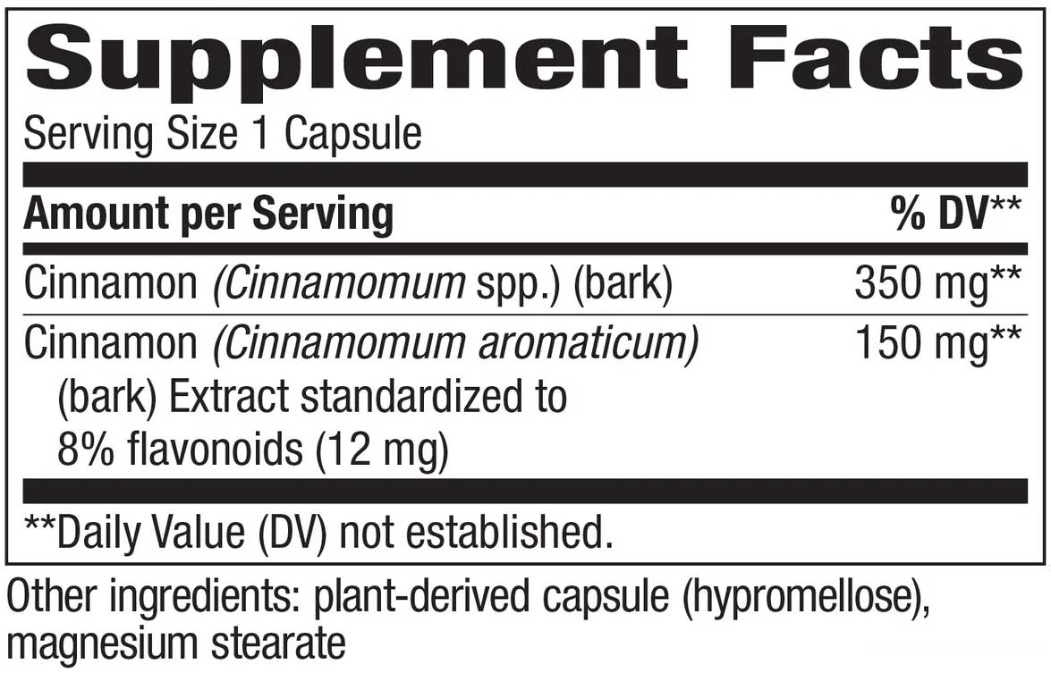 Nature's Way Cinnamon Premium Extract Ingredients