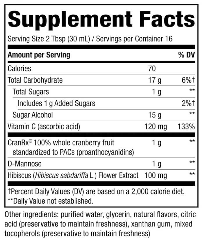 Nature's Way CranRx Liquid Cranberry Ingredients