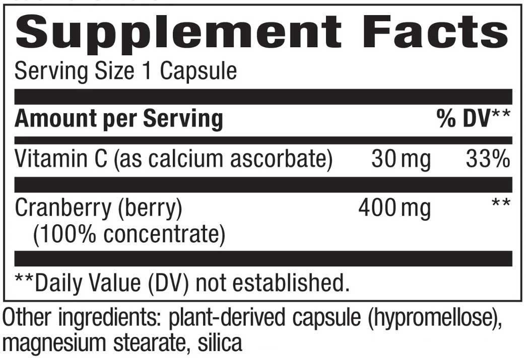 Nature's Way Cranberry (Premium Blend) Ingredients