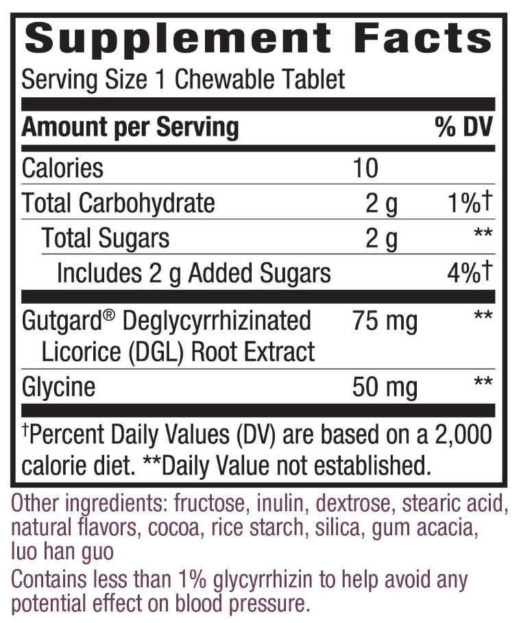 Nature's Way DGL Ultra (Chocolate Flavored) Ingredients