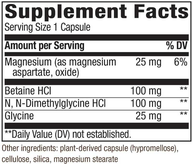 Nature's Way DMG-B15 Complex Ingredients