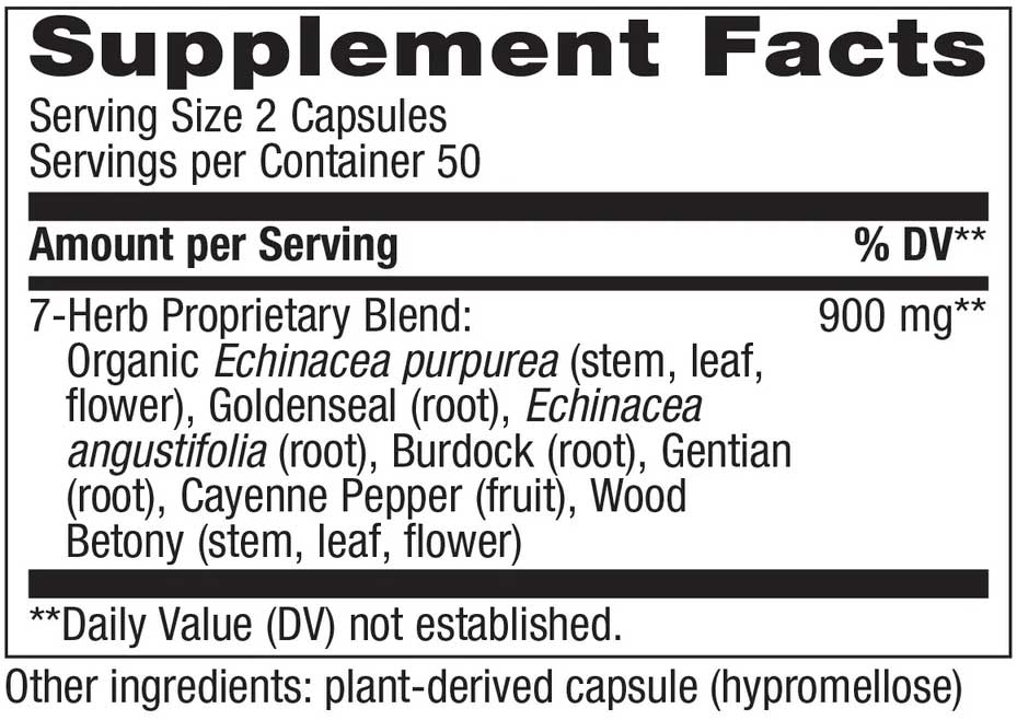 Nature's Way Echinacea Goldenseal Ingredients