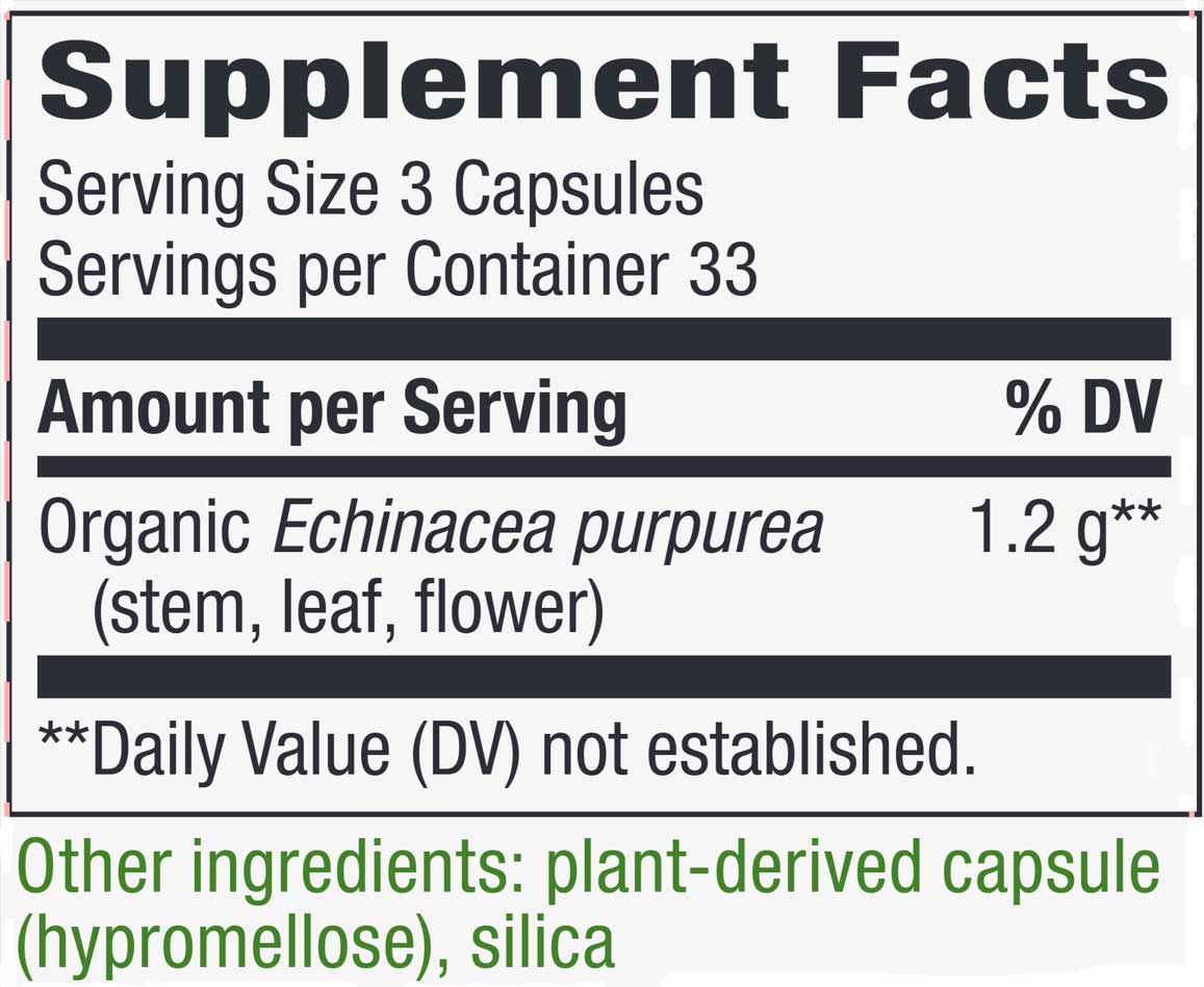 Nature's Way Echinacea Purpurea Herb Ingredients