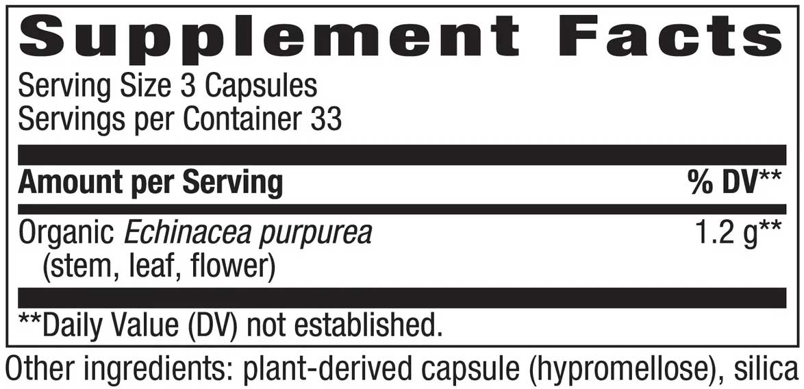 Nature's Way Echinacea Purpurea Herb Ingredients