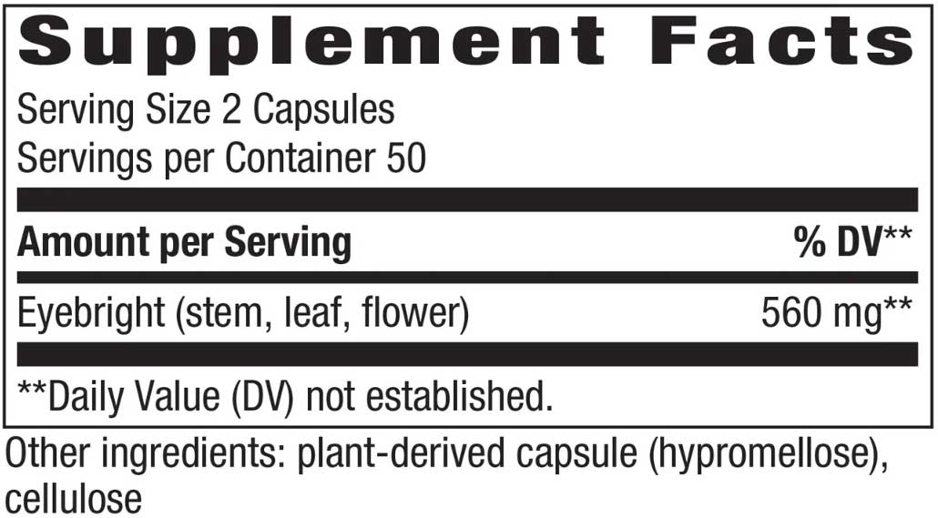 Nature's Way Eyebright Herb Ingredients