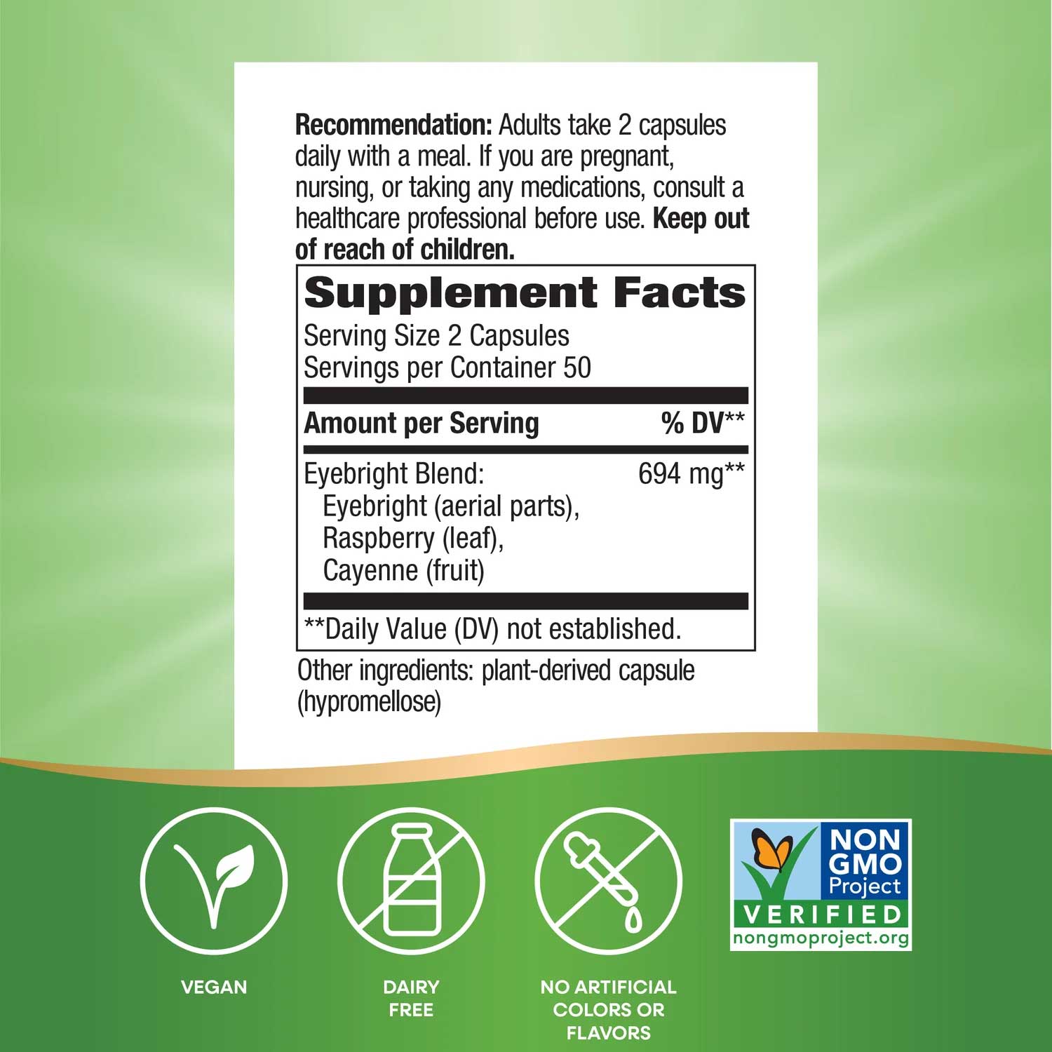 Nature's Way Eyebright Herbal Blend (Premium Blend) Ingredients