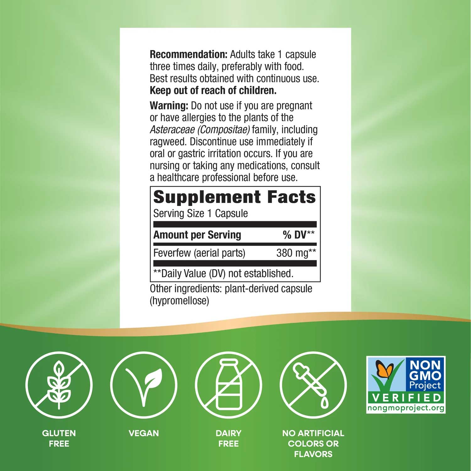 Nature's Way Feverfew Herb Ingredients