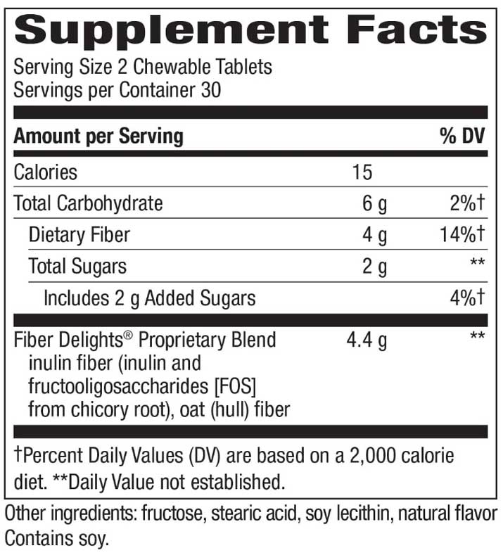 Nature's Way Fiber Delights - Vanilla Ingredients