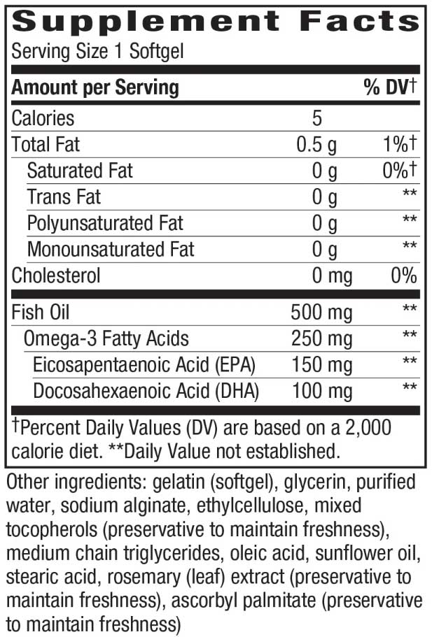 Nature's Way Fisol Fish Oil Ingredients