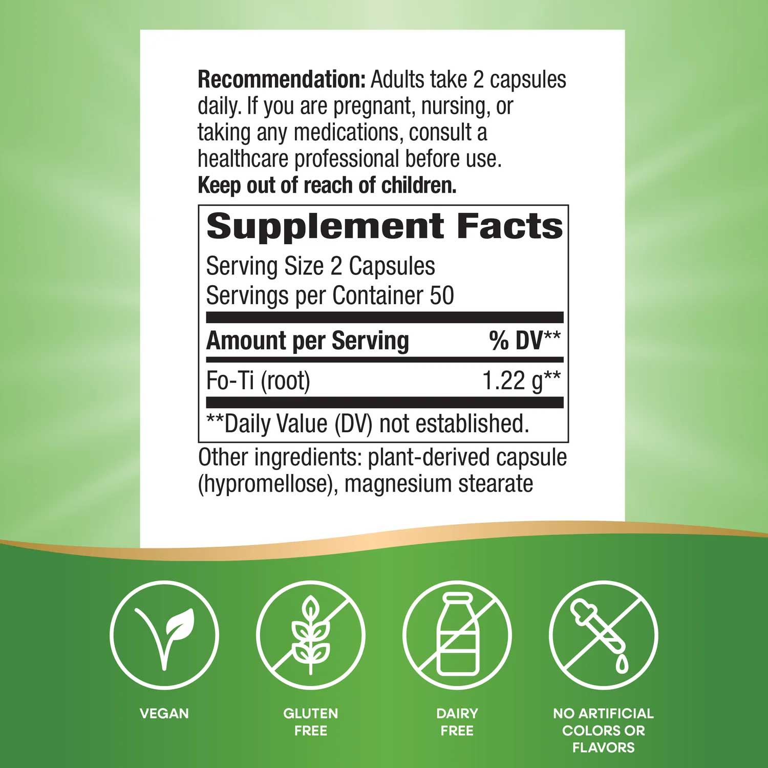 Nature's Way Fo-Ti Root Ingredients