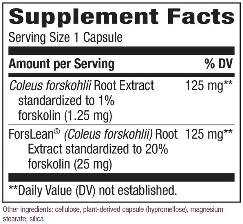 Nature's Way Forskohlii Premium Blend Ingredients