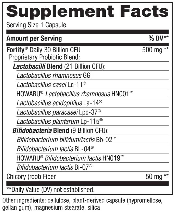 Nature's Way Fortify Daily Probiotic Ingredients