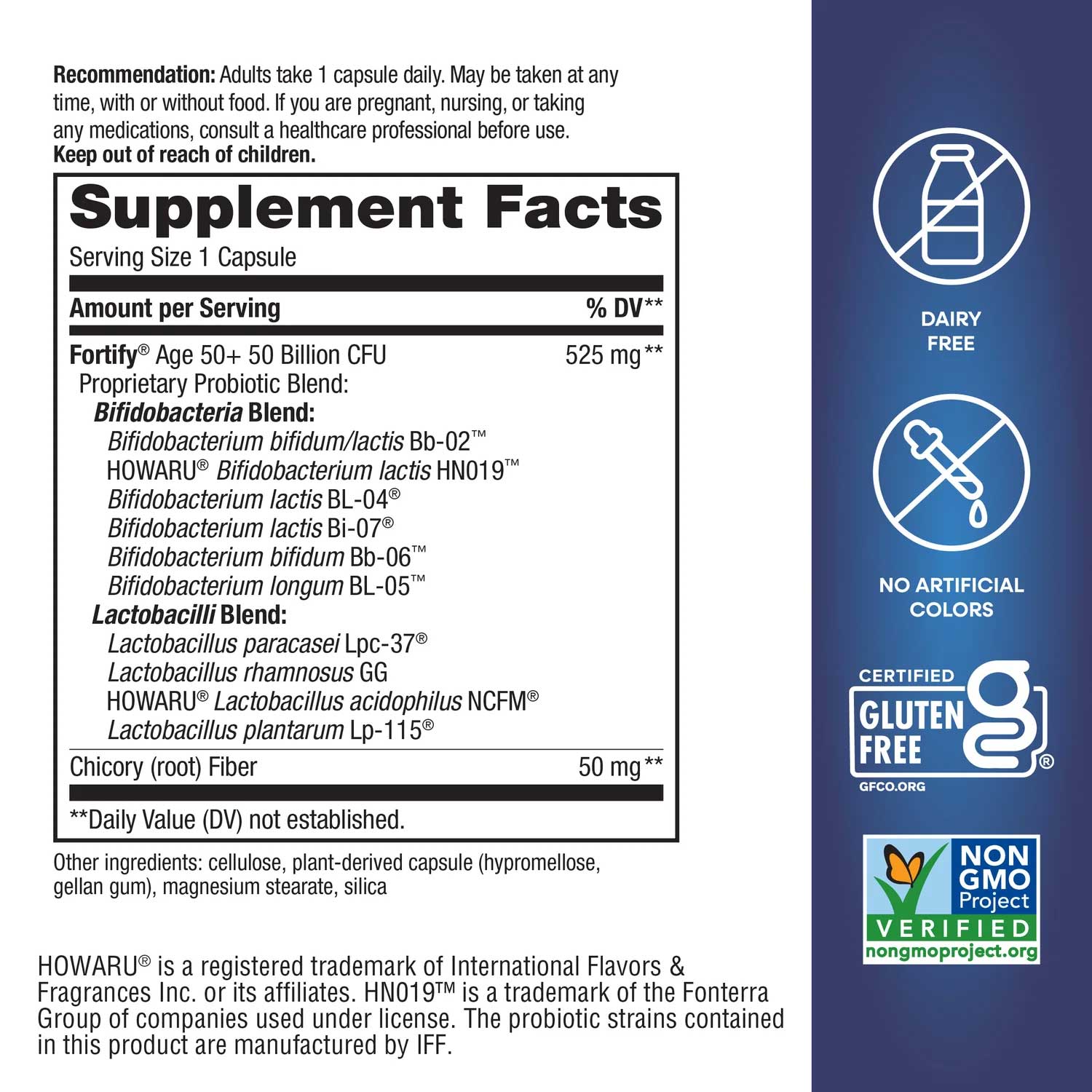 Nature's Way Fortify® Extra-Strength Pre+Probiotic Age 50+ Ingredients